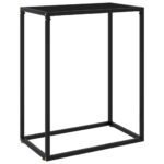 Modern Black Console Table with Tempered Glass and Powder-Coated Steel  Easy to Clean