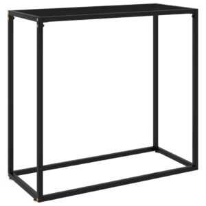 Modern Black Console Table with Tempered Glass and Powder-Coated Steel  Easy to Clean