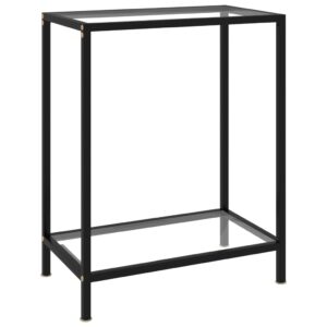 Stylish Transparent Console Table with Tempered Glass and Powder-Coated Steel