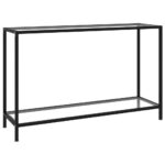 Stylish Transparent Console Table with Tempered Glass and Powder-Coated Steel