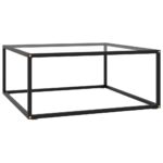 Coffee Table Black with Tempered Glass 80x80x35 cm