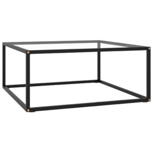 Coffee Table Black with Tempered Glass 80x80x35 cm