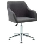 Contemporary Swivel Dining Chair in Dark Grey Fabric with Adjustable Height Feature