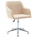 Contemporary Swivel Dining Chair in Cream Fabric with Adjustable Height and Ergonomic Design