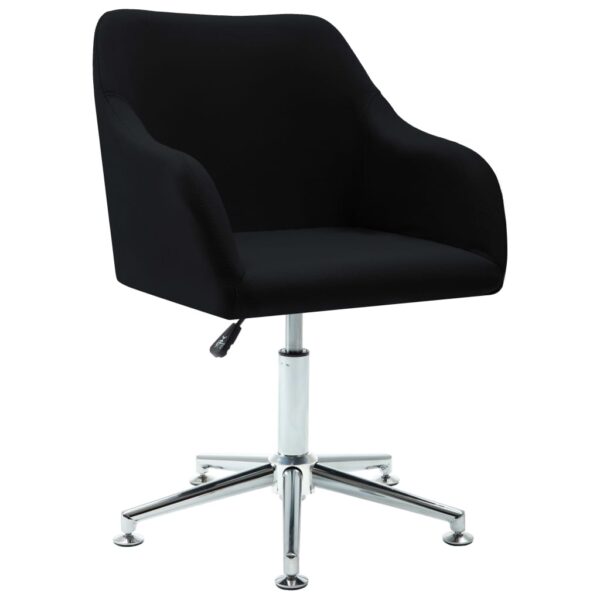 Contemporary Swivel Dining Chair in Black Fabric with Adjustable Height and Ergonomic Design