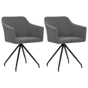 Swivel Dining Chairs 2 pcs Light Grey Fabric