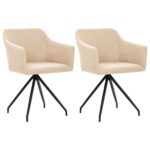 Swivel Dining Chairs 2 pcs Cream Fabric