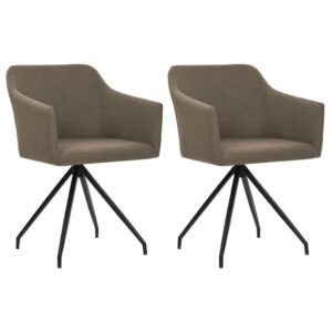 Set of 2 Taupe Fabric Swivel Dining Chairs with Metal Legs - Modern Design  Comfortable and Durable