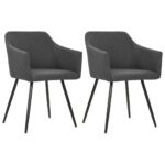 Dining Chairs 2 pcs Dark Grey Fabric