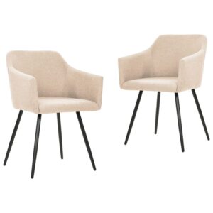 Dining Chairs 2 pcs Cream Fabric