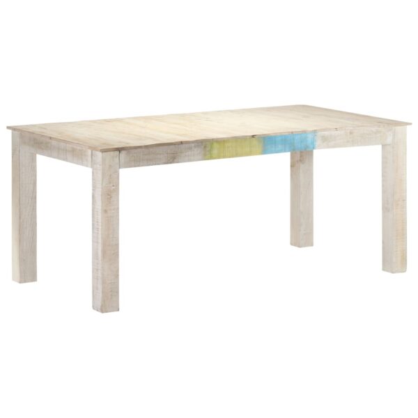 Solid Mango Wood Dining Table in White  Tropical Hardwood  Whitewash Finish  Exquisite Craftsmanship