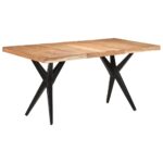 Solid Acacia Wood Dining Table with Steel Legs - Perfect for Family Meal Times