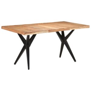 Solid Acacia Wood Dining Table with Steel Legs - Perfect for Family Meal Times