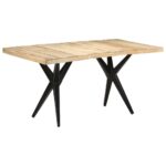 Rough Mango Wood Dining Table with Steel Legs  Durable and Sturdy  Perfect for Family Meals