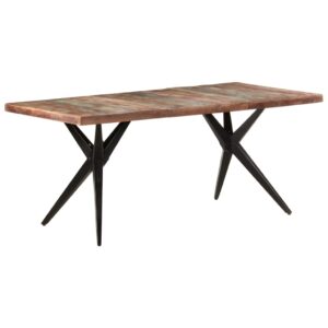 Solid Reclaimed Wood Dining Table with Steel Legs  Rustic Kitchen Furniture  Eco-Friendly