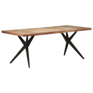 Solid Reclaimed Wood Dining Table with Steel Legs  Large Size  Rustic   Eco-Friendly