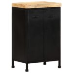 Rustic Industrial Sideboard in Rough Mango Wood with Iron Frame and Ample Storage