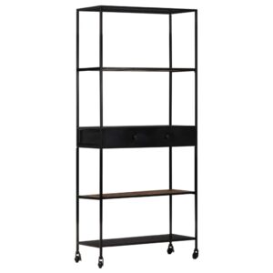 Book Cabinet 80x35x180 cm Rough Mango Wood & Iron