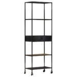 Book Cabinet 60x35x180 cm Rough Mango Wood & Iron