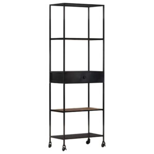 Book Cabinet 60x35x180 cm Rough Mango Wood & Iron