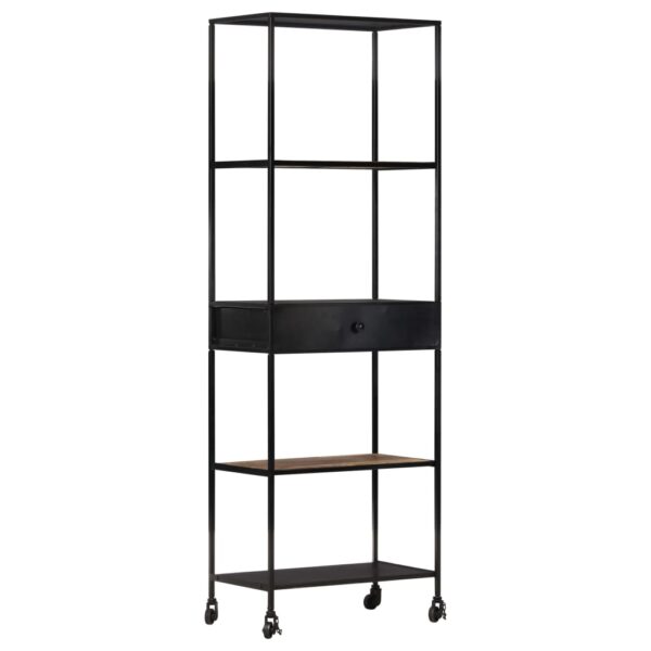 Book Cabinet 60x35x180 cm Rough Mango Wood & Iron