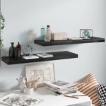 Floating Wall Shelves 2 pcs High Gloss Black 80x23.5x3.8 cm MDF