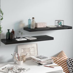 Floating Wall Shelves 2 pcs High Gloss Black 80x23.5x3.8 cm MDF