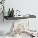 High Gloss Grey Floating Wall Shelf  Honeycomb MDF Metal  Invisible Mounting System