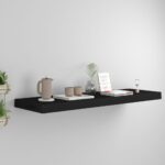 Floating Wall Shelf in Black  Honeycomb MDF and Metal  Invisible Mounting System