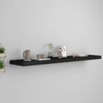 Stylish Black Floating Wall Shelf  Honeycomb MDF Metal  Invisible Mounting System