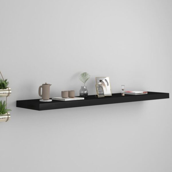 Stylish Black Floating Wall Shelf  Honeycomb MDF Metal  Invisible Mounting System