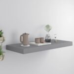 Grey Floating Wall Shelf  Invisible Mounting  Honeycomb MDF Metal  Home Decor Display