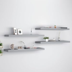 Floating Wall Shelves 4 pcs Grey 90x23.5x3.8 cm MDF