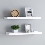 White Wall Mounted Display Ledges Set of Two  U-Shaped MDF Picture Frame Shelves