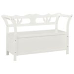 White Solid Fir Wood Storage Bench 126 cm - Elegant Design  Spacious Underneath Storage  Hand-Crafted