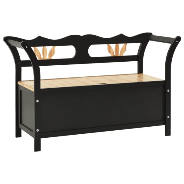 Black Solid Fir Wood Storage Bench 126 cm - Elegant Design  Spacious Underneath Storage  Hand-Crafted