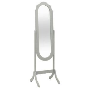 Full Length Free Standing Dressing Mirror in Grey  MDF Steel Glass  Tiltable Design