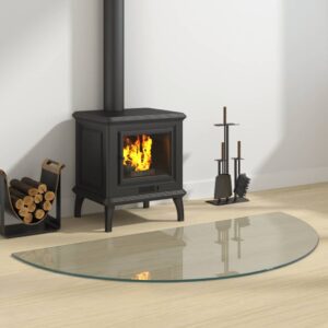 High-Quality Tempered Glass Fireplace Plate  Half Round  Heat Resistant  Easy to Use  Transparent  No Assembly Required