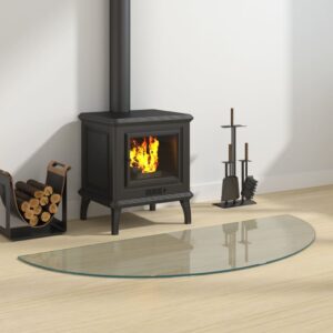 High-Quality Tempered Glass Fireplace Plate  Half Round  Heat Resistant  Easy to Use  Transparent  No Assembly Required