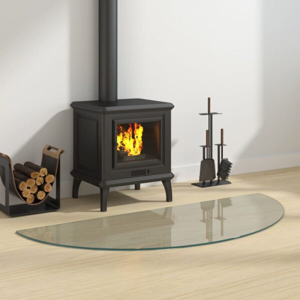 High-Quality Tempered Glass Fireplace Plate  Half Round  Heat Resistant  Easy to Use  Transparent  No Assembly Required