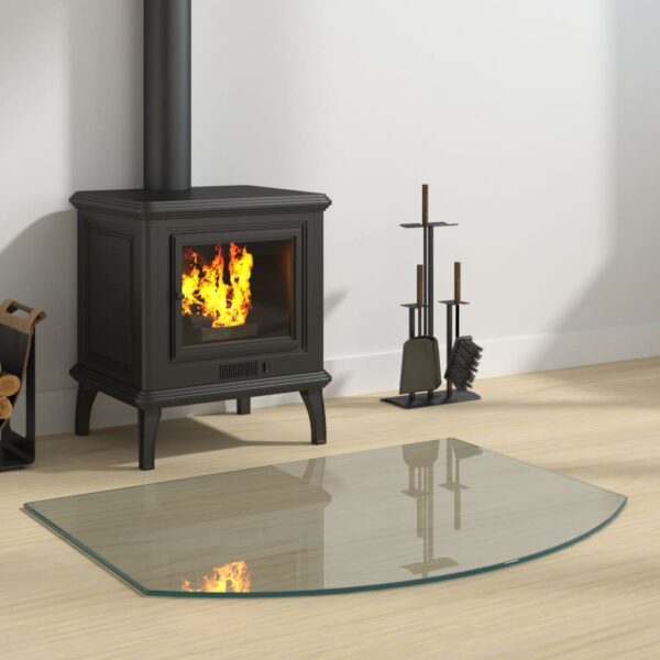 Tempered Glass Fireplace Plate 80x60 cm  High Temperature Resistant  Transparent  Floor Protection