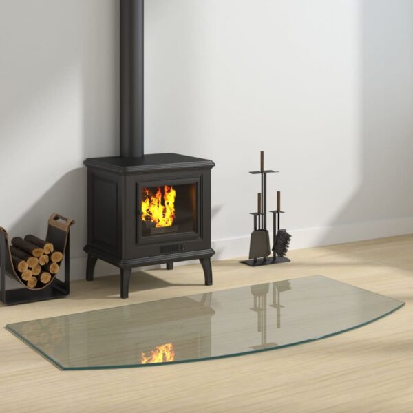 Transparent Tempered Glass Fireplace Plate  High Temperature Resistant  Floor Protection  Easy to Use  120x60 cm