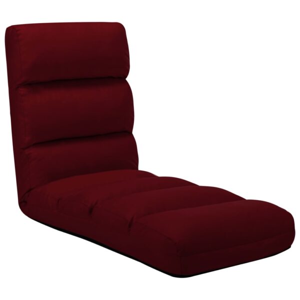 Folding Floor Chair in Wine Red Faux Leather  Fully Adjustable and Portable  Ideal for Indoor and Outdoor Relaxation