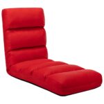 Adjustable Folding Floor Chair in Red Faux Leather for Indoor and Outdoor Use