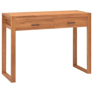 Solid Teak Wood Desk with Two Drawers  Rustic Charm  Home Office  Console Table