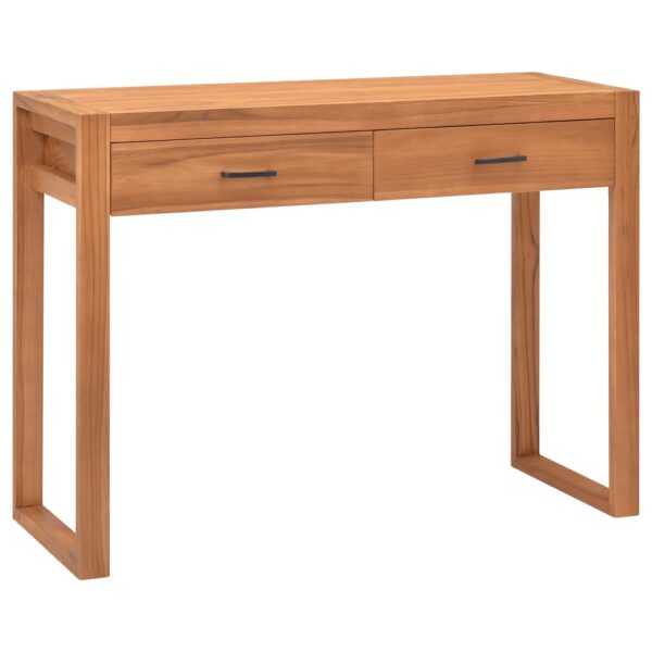 Solid Teak Wood Desk with Two Drawers  Rustic Charm  Home Office  Console Table