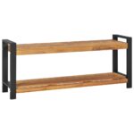 Solid Teak Wood Bench 120 cm  Industrial Look  Indoor Outdoor Use  Easy Clean  Ample Storage