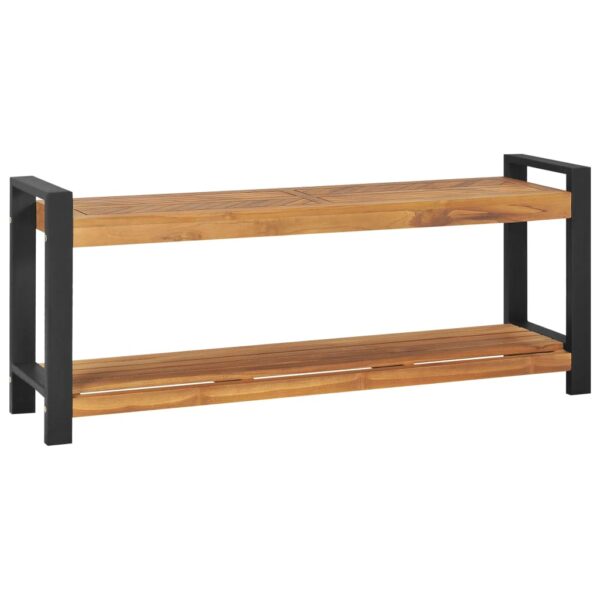 Solid Teak Wood Bench 120 cm  Industrial Look  Indoor Outdoor Use  Easy Clean  Ample Storage