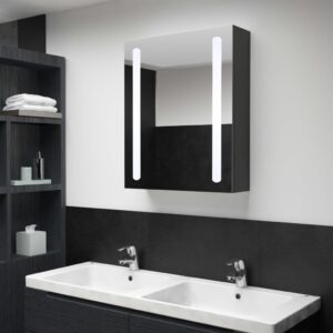 LED Illuminated Bathroom Mirror Cabinet with Shelves  Energy-Efficient  Contemporary   MDF