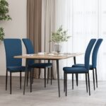 Elegant Blue Velvet Dining Chairs Set of 4  Comfortable Foam Padded Seat  Sturdy Iron Frame